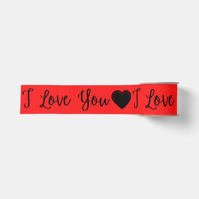 Ruban Gros-grain I Love You Black Valentine's Grosgrain Ribbon (Devant)