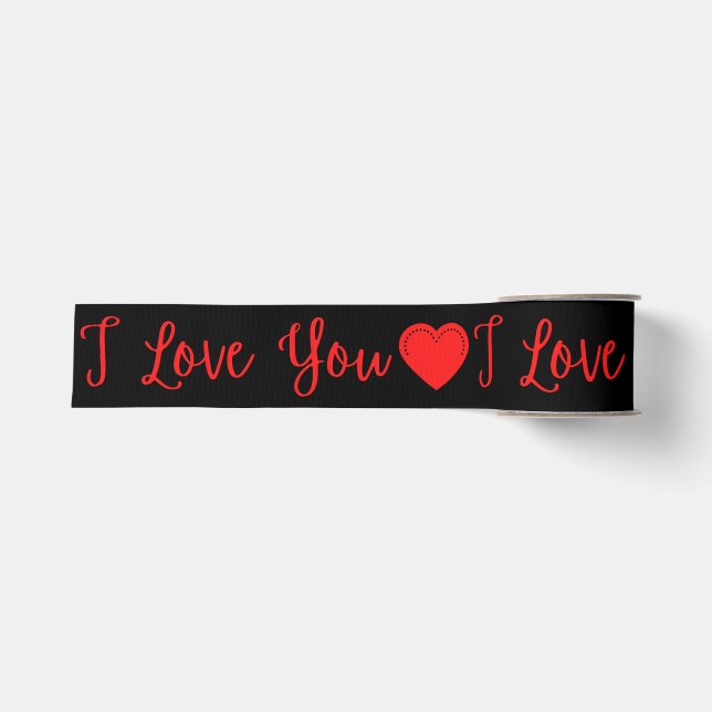Ruban Gros-grain I Love You Red Valentine's Grosgrain Ribbon (Devant)