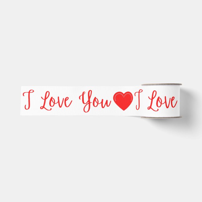 Ruban Gros-grain I Love You Red Valentine's Grosgrain Ribbon (Devant)
