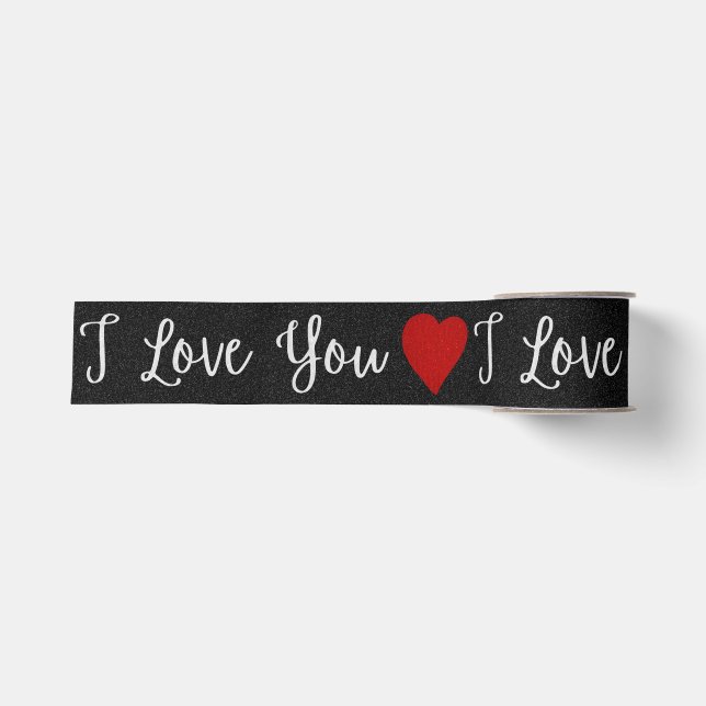Ruban Gros-grain I Love You White Parties scintillant Valentine's G (Devant)