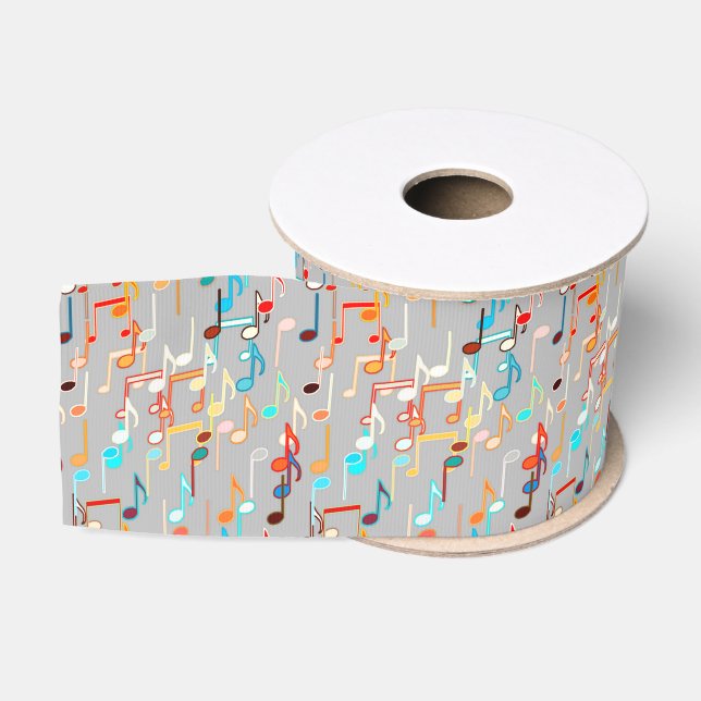 Ruban Gros-grain Impression musicale - Gris moyen, Multi (Bobine)