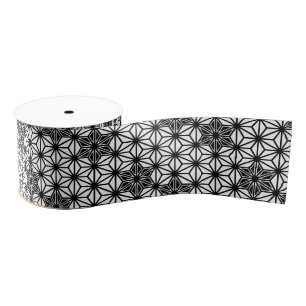 Ruban Gros-grain Japonais Asanoha motif - blanc et noir