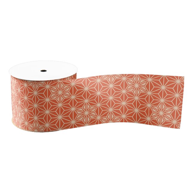 Ruban Gros-grain Japonais Asanoha motif - corail orange (Bobine)