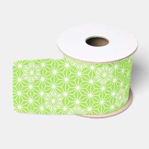 Ruban Gros-grain Japonais Asanoha motif - vert citron clair