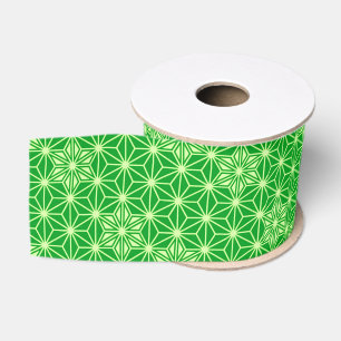 Ruban Gros-grain Japonais Asanoha motif - vert émeraude