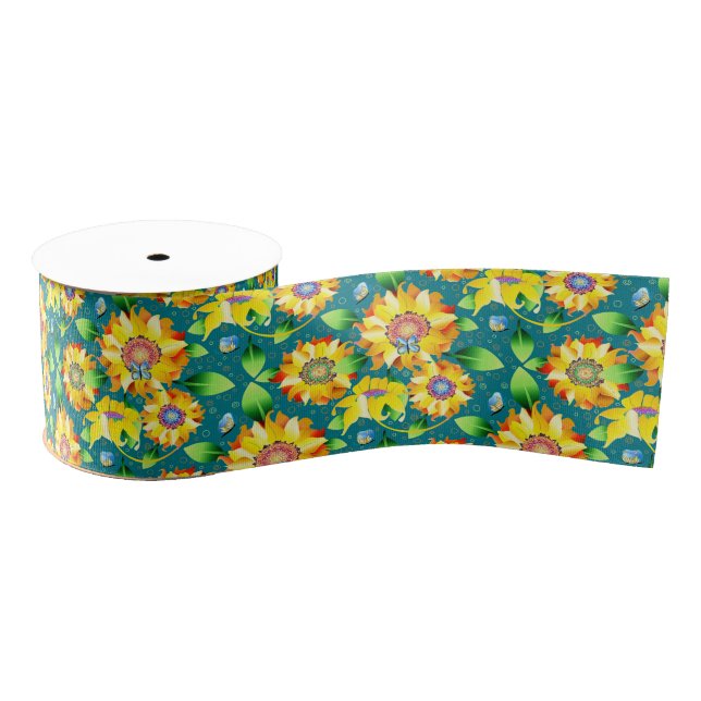 Ruban Gros-grain Jardin de Sunflower (Bobine)