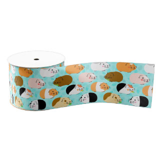 Ruban Gros-grain Joli motif de cochon d'Inde