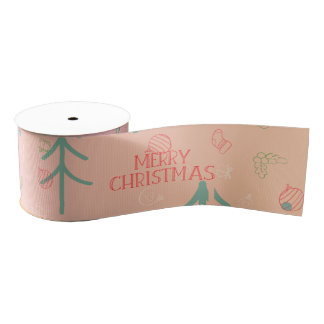Ruban Gros-grain Joli Noël rose