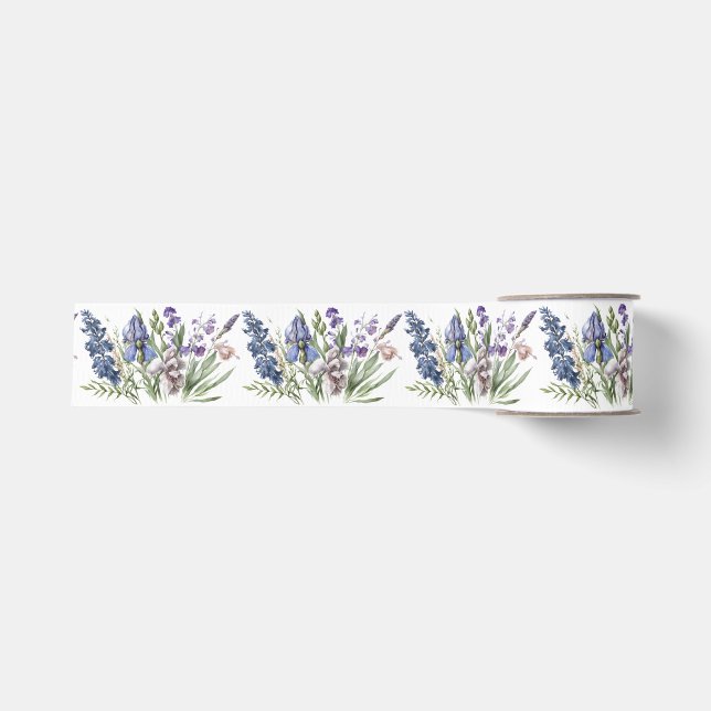 Ruban Gros-grain Jolies fleurs violettes (Devant)