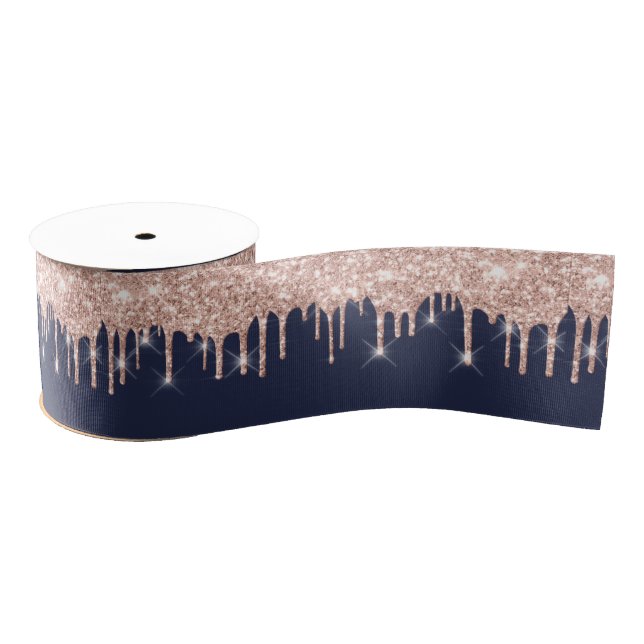 Ruban Gros-grain Jour de l'an Rose Royal Gold Blue Navy étincelle (Bobine)