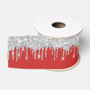 Ruban Gros-grain Jour de l'année Royal Red Grey Gris Argent Étincel