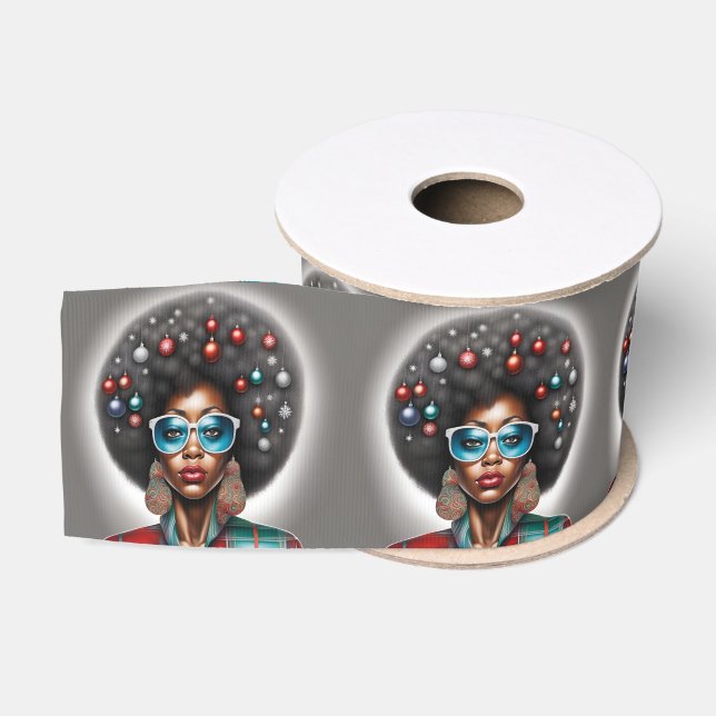 Ruban Gros-grain Joyeuses Vacances Afro Hair Art (Bobine)