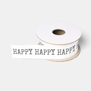 Ruban Gros-grain Joyeux Joyeux Anniversaire Typographie Noir Blanc