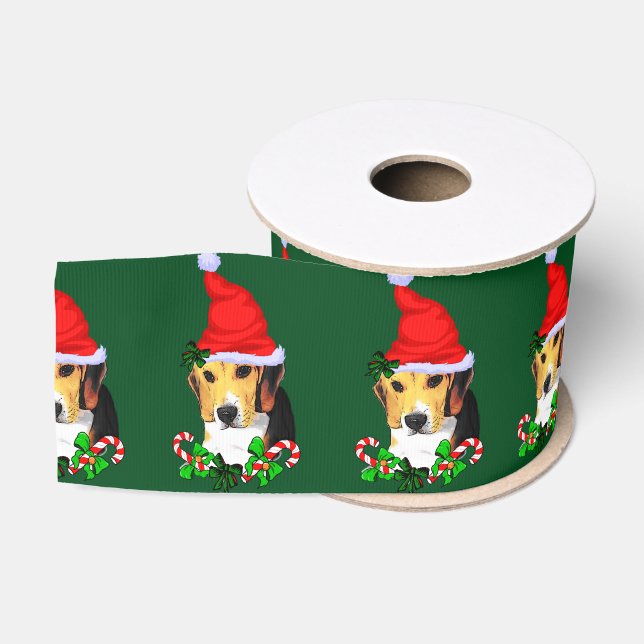 Ruban Gros-grain Joyeux Noël beagle (Bobine)