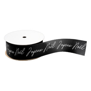 Ruban Gros-grain Joyeux Noël Français Joyeux Noël Noir & Blanc