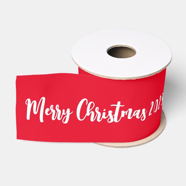 Ruban Gros-grain Joyeux Noël Rouge enveloppement cadeau personnalis (Bobine)