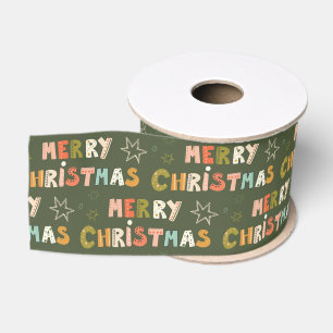 Ruban Gros-grain Joyeux Noël Script Coloré Fête