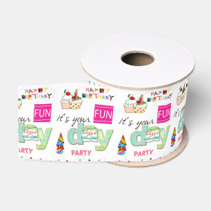 Ruban Gros-grain Joyeux ruban d'anniversaire, FUN Cupcake
