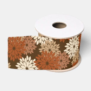 Ruban Gros-grain Kimono floral moderne Imprimer, Brown foncé et br