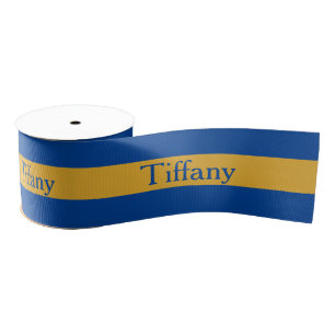 Ruban Gros-grain Large Bleu et Or Personnaliser Grosgrain Ribbon