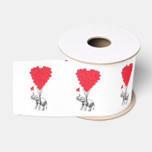 Ruban Gros-grain L'éléphant romantique et les Valentines aiment le 