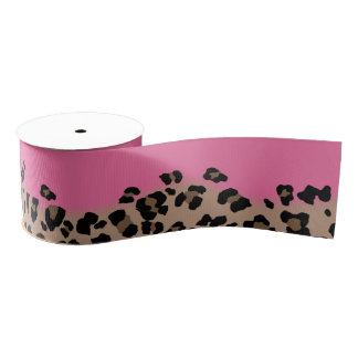 Ruban Gros-grain Leopard et Hot Pink