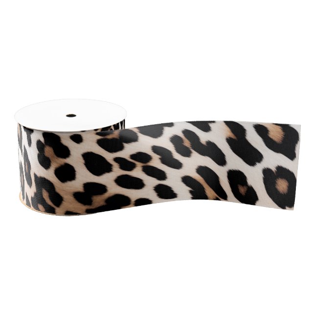Ruban Gros-grain Léopard noir crème (Bobine)