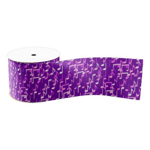 Ruban Gros-grain Les notes musicales impriment - le pourpre violet,