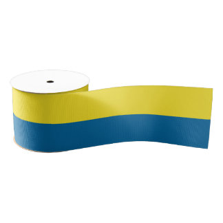 Ruban Gros-grain Les rayures | bleu et jaunissent | personnalisable