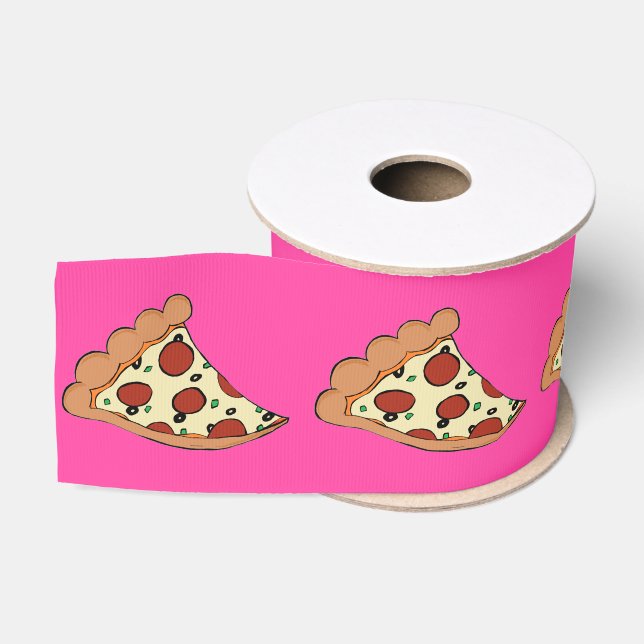 Ruban Gros-grain Les tranches roses de pizza ont couvert de tuiles (Bobine)