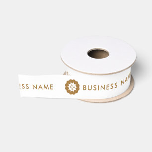 Ruban Gros-grain Logo d'entreprise ou icône + Gold Nom Société Blan