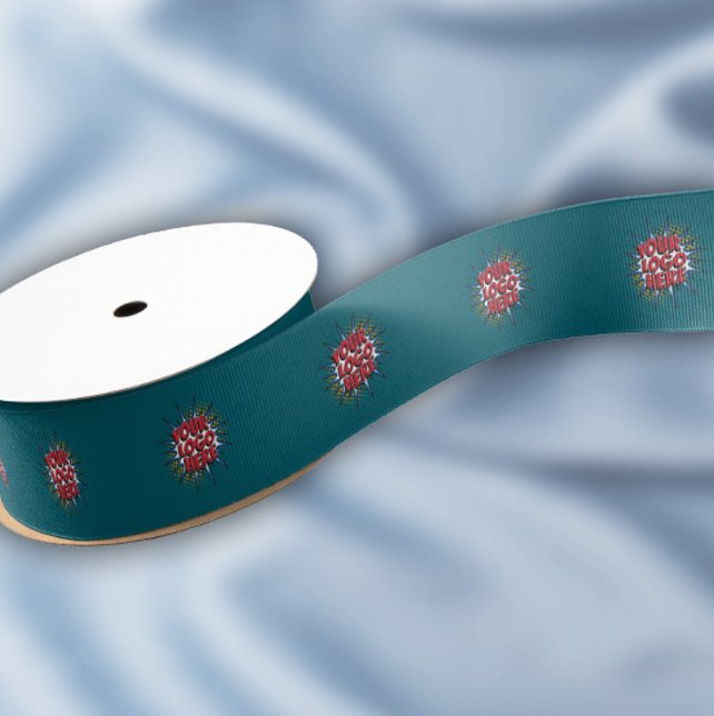 Ruban Gros-grain Logo Motif personnalisé Promotionnel Turquoise 1,5 (Créateur téléchargé)