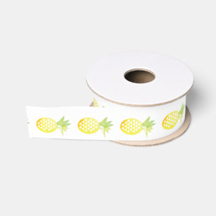 Ruban Gros-grain Luau aux ananas aquarelle
