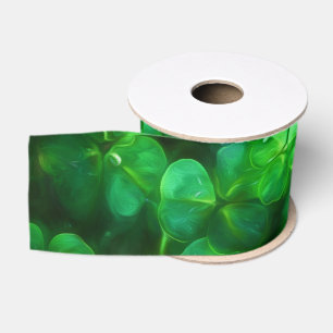Ruban Gros-grain Lucky Celtic Irish Green Shamrocks