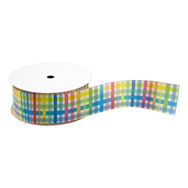 Ruban Gros-grain Lumineux coloré Plaid (Bobine)