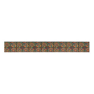 Ruban Gros-grain Luxueux Turquoise "Aztec Dream" Artisanat Grosgrai
