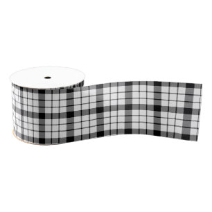 Ruban Gros-grain MacFarlane tartan noir blanc plaid