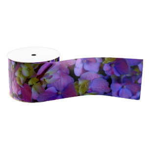 Ruban Gros-grain Magenta Purple bleu jaune Hydrangeas fleurs