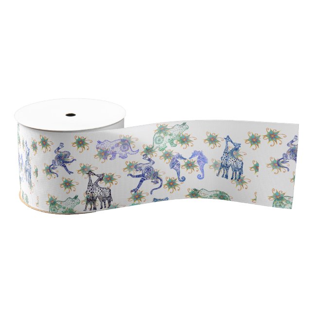 Ruban Gros-grain Mandala Animals (Bobine)
