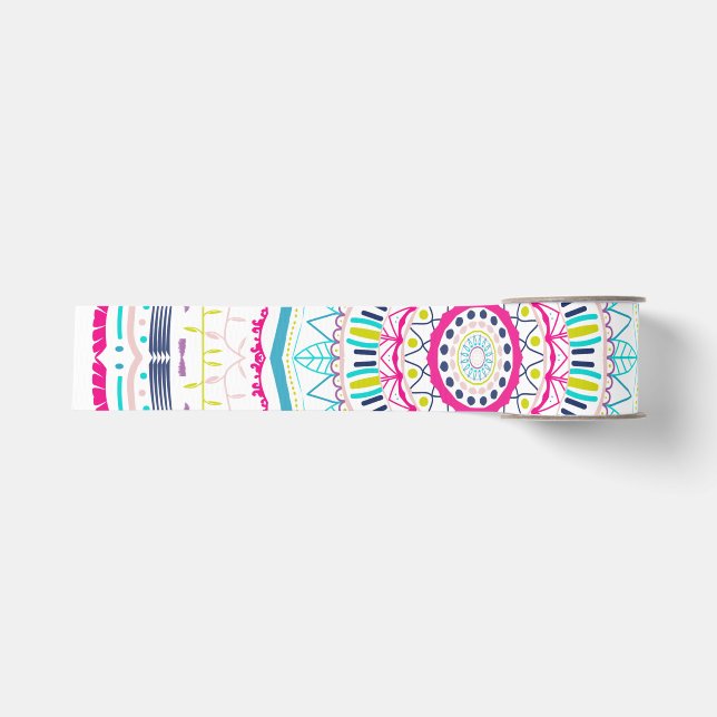 Ruban Gros-grain mandala coloré (Devant)