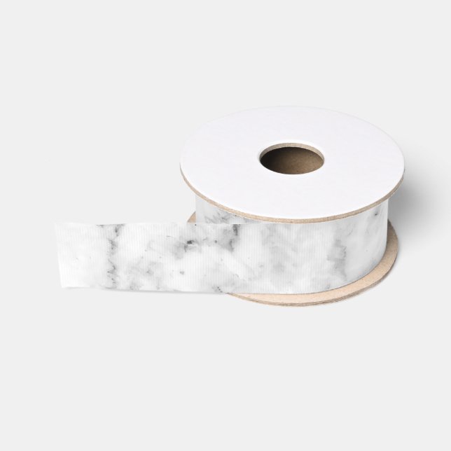 Ruban Gros-grain Marbre blanc Faux (Bobine)