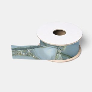 Ruban Gros-grain Marbre gris bleu avec Veine or