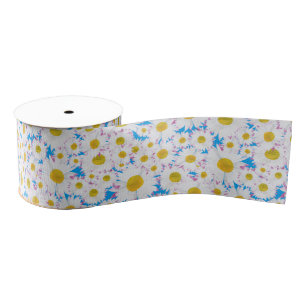 Ruban Gros-grain Marguerites blanches Ditzy, ruban fait sur