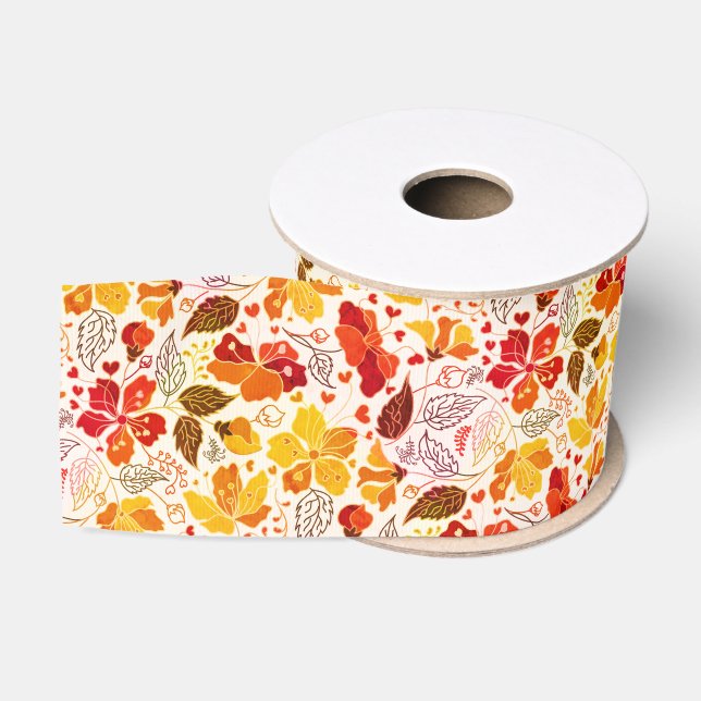 Ruban Gros-grain Mariage d'hibiscus tropicaux d'Orange brulé (Bobine)