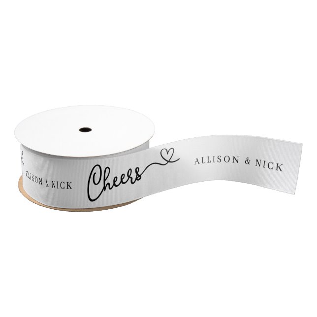 Ruban Gros-grain Mariage personnalisé minimaliste Calligraphique (Bobine)