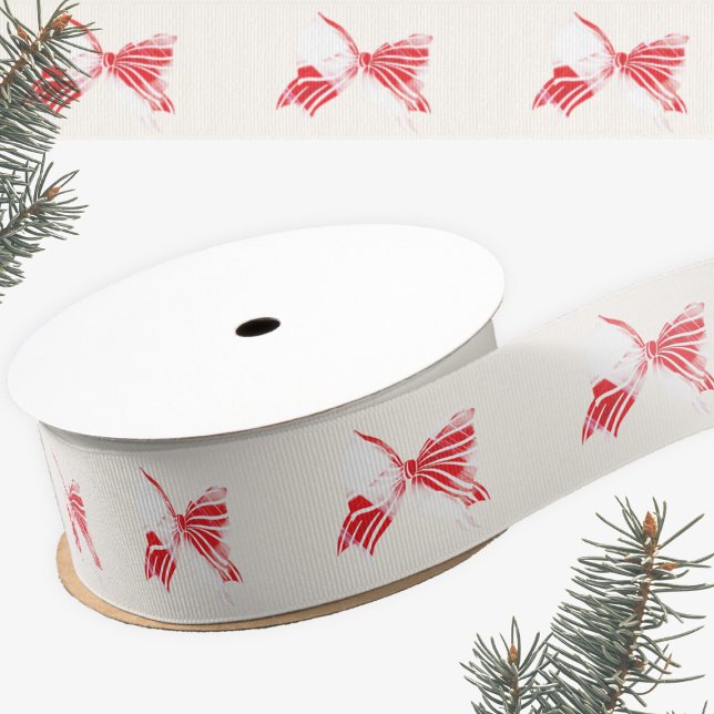Ruban Gros-grain Menthe Poivrée De Noël Liée Aux Vacances Bow (Créateur téléchargé)