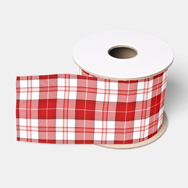 Ruban Gros-grain Menzies tartan rouge blanc plaid (Bobine)