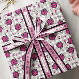 Ruban Gros-grain Mignon et tendance coccinelles rose vif et cœurs r