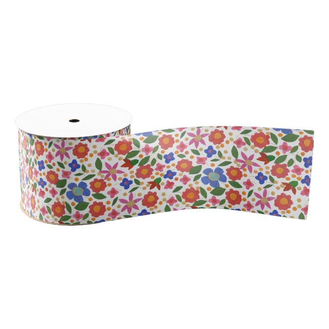 Ruban Gros-grain Mini-copie florale de style d'art populaire ruban (Bobine)