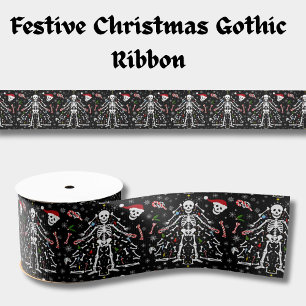 Ruban Gros-grain Modèle de squelette d'arbre de Noël joyeux